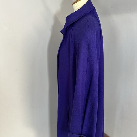 VTG Womens Purple Overcoat Wool Long Winter Trench Large Preppy Old Money ILGWU - Picture 11 of 14